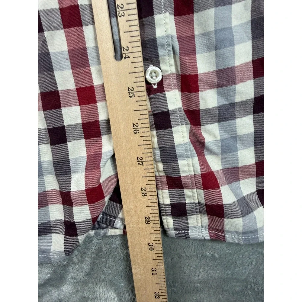 The North Face Mens XL Plaid Button Down Long Sleeve Shirt Red Gray White